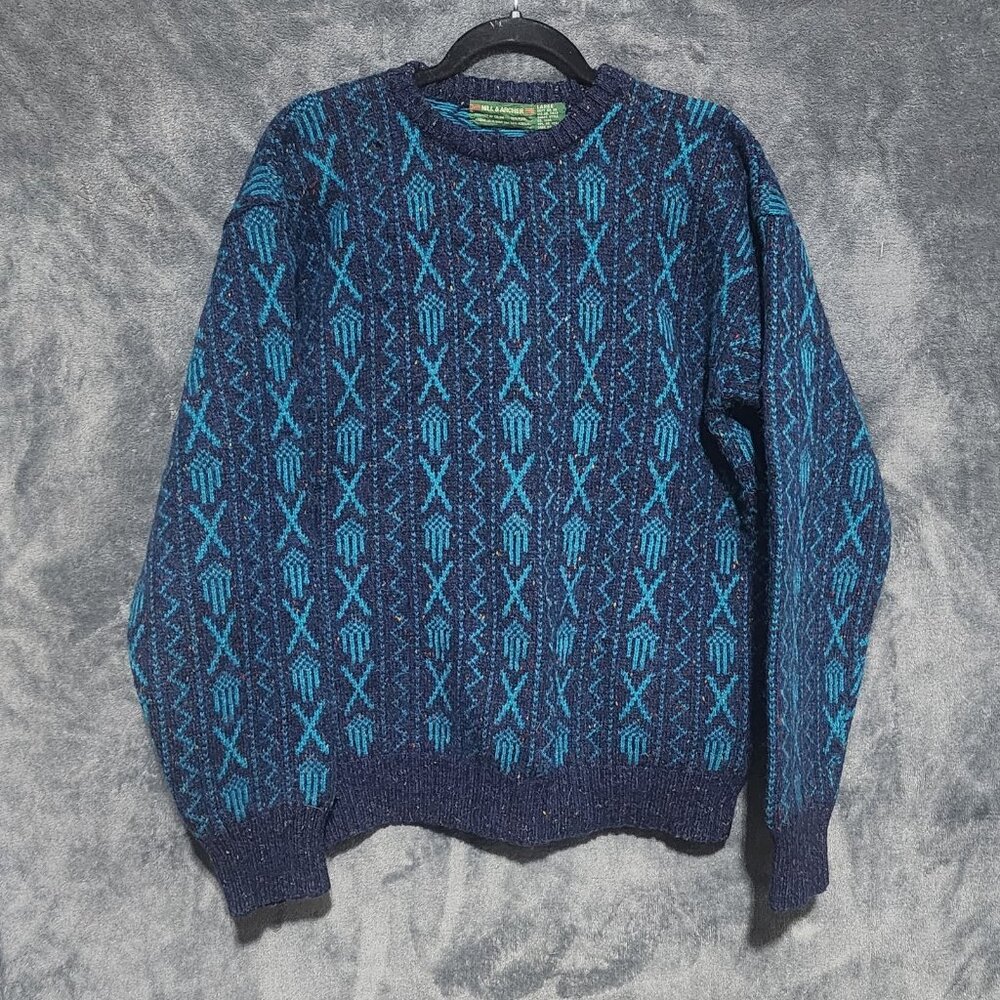 Men's Vintage Hill & Archer Chunky Knit Wool Blend Grandpa Sweater Size Large...